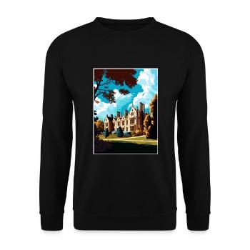 Anglesey Abbey Dekoration Vintage Reiseposter - Unisex Pullover - Schwarz - Vorne - Alina (178cm) & Michal (187cm)