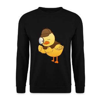 Detective Duck - Unisex Pullover - Schwarz - Vorne - Alina (178cm) & Michal (187cm)