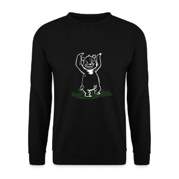 Beschwingter Tanzbär Bierlaune - Unisex Pullover - Schwarz - Vorne - Alina (178cm) & Michal (187cm)