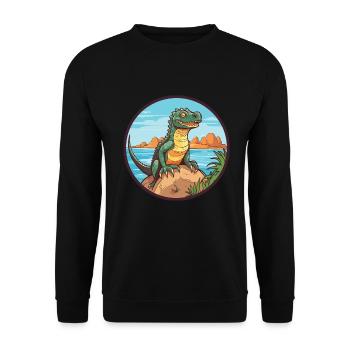 Basilisk Aquarell Cartoon Kawaii Clipart Tier - Unisex Pullover - Schwarz - Vorne - Alina (178cm) & Michal (187cm)