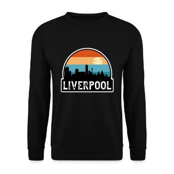 Liverpool England Flagge Skyline Reisesouvenir - Unisex Pullover - Schwarz - Vorne - Alina (178cm) & Michal (187cm)