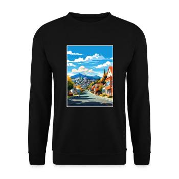 Wellington Neuseeland Vintage Reiseposter WPA - Unisex Pullover - Schwarz - Vorne - Alina (178cm) & Michal (187cm)