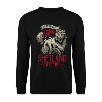 Fröhlicher Sheltie Hütehundfan - Unisex Pullover - Schwarz - Vorne - Alina (178cm) & Michal (187cm)