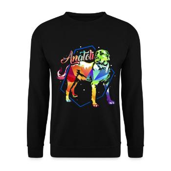 Wachsamer Anatolischer Herdenschutzhund - Unisex Pullover - Schwarz - Vorne - Alina (178cm) & Michal (187cm)