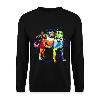 Wachsamer Anatolischer Herdenschutzhund - Unisex Pullover - Schwarz - Vorne - Alina (178cm) & Michal (187cm)