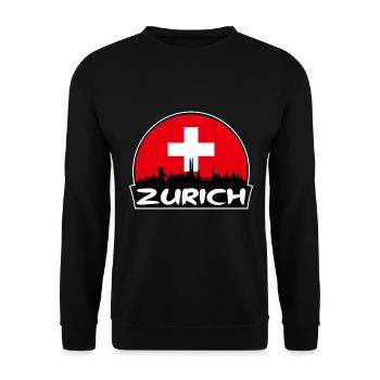 Zürich Schweiz Flagge Skyline Silhouette Reisen - Unisex Pullover - Schwarz - Vorne - Alina (178cm) & Michal (187cm)