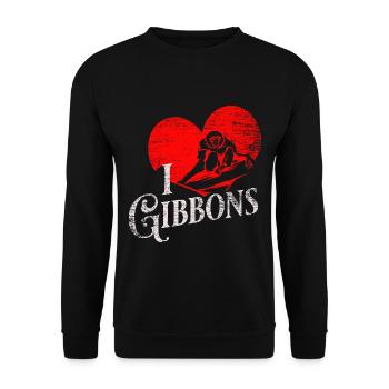 Behänder Gibbon Dschungelturner - Unisex Pullover - Schwarz - Vorne - Alina (178cm) & Michal (187cm)