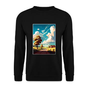 Skåne Schweden Vintage Reiseposter WPA Souvenir - Unisex Pullover - Schwarz - Vorne - Alina (178cm) & Michal (187cm)