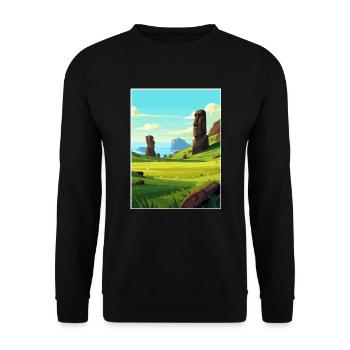 Osterinsel Dekoration Vintage Reiseposter WPA - Unisex Pullover - Schwarz - Vorne - Alina (178cm) & Michal (187cm)