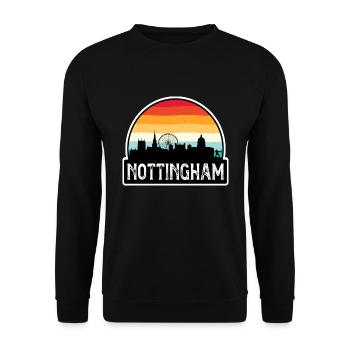 Nottingham England Flagge Skyline Reisesouvenir - Unisex Pullover - Schwarz - Vorne - Alina (178cm) & Michal (187cm)