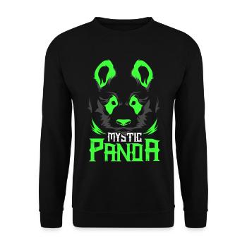 Flirrender Neonpanda Disconacht - Unisex Pullover - Schwarz - Vorne - Alina (178cm) & Michal (187cm)