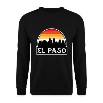 El Paso Texas USA Flagge Skyline Reisesouvenir - Unisex Pullover - Schwarz - Vorne - Alina (178cm) & Michal (187cm)