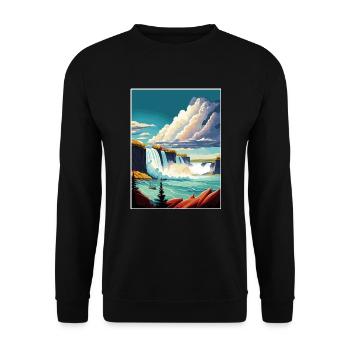Niagara Falls New York State Vintage-Reiseposter - Unisex Pullover - Schwarz - Vorne - Alina (178cm) & Michal (187cm)
