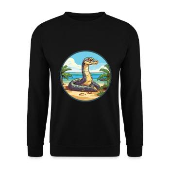 Anakonda Aquarell Cartoon Kawaii Clipart Tier - Unisex Pullover - Schwarz - Vorne - Alina (178cm) & Michal (187cm)