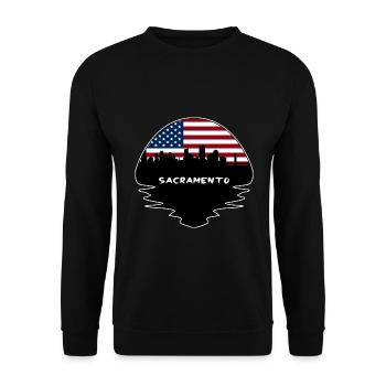 Sacramento California Usa Flagge Skyline Silhouette - Unisex Pullover - Schwarz - Vorne - Alina (178cm) & Michal (187cm)