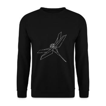 Schillernde Libelle Origamikunst - Unisex Pullover - Schwarz - Vorne - Alina (178cm) & Michal (187cm)