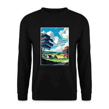 Bucks County Pennsylvania Vintage Reiseposter - Unisex Pullover - Schwarz - Vorne - Alina (178cm) & Michal (187cm)
