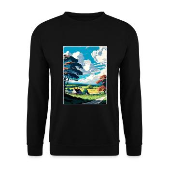 Bucks County Pennsylvania Vintage Reiseposter - Unisex Pullover - Schwarz - Vorne - Alina (178cm) & Michal (187cm)