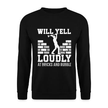 Will schreien laut auf Ziegel und Schutt Abriss - Unisex Pullover - Schwarz - Vorne - Alina (178cm) & Michal (187cm)