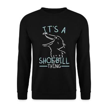 Schuhschnabel-Storch-Halsbandvogel-Liebhaber - Unisex Pullover - Schwarz - Vorne - Alina (178cm) & Michal (187cm)