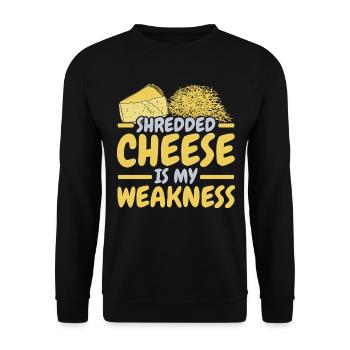 Geschredderter Käse ist meine Schwäche Cheesy Chee - Unisex Pullover - Schwarz - Vorne - Alina (178cm) & Michal (187cm)