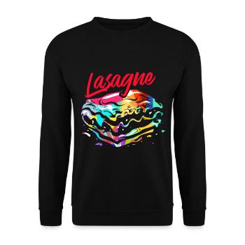 Überbackene Lasagne Familienessen - Unisex Pullover - Schwarz - Vorne - Alina (178cm) & Michal (187cm)