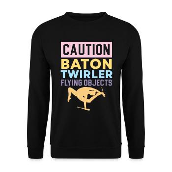 Vorsicht Baton Twirler Fliegende Objekte Baton Twi - Unisex Pullover - Schwarz - Vorne - Alina (178cm) & Michal (187cm)