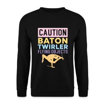 Vorsicht Baton Twirler Fliegende Objekte Baton Twi - Unisex Pullover - Schwarz - Vorne - Alina (178cm) & Michal (187cm)