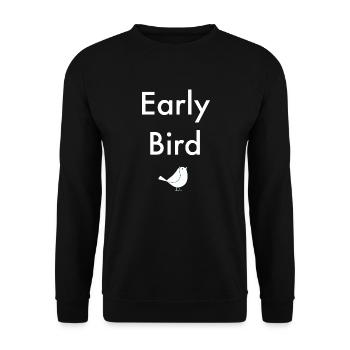 Early Bird - Frühaufsteher mit Vogel - Unisex Pullover - Schwarz - Vorne - Alina (178cm) & Michal (187cm)