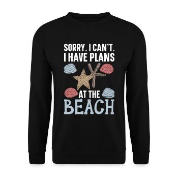 Weniger Leute, mehr Muschelsammeln Strandkämmen St - Unisex Pullover - Schwarz - Vorne - Alina (178cm) & Michal (187cm)