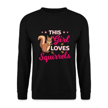 This Girl Loves Squirrels Squirrel - Unisex Pullover - Schwarz - Vorne - Alina (178cm) & Michal (187cm)