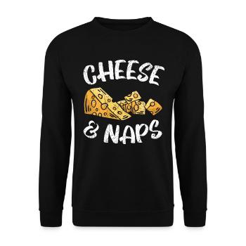 Käse und Nickerchen Cheesy Cheese Foodie Molkereip - Unisex Pullover - Schwarz - Vorne - Alina (178cm) & Michal (187cm)