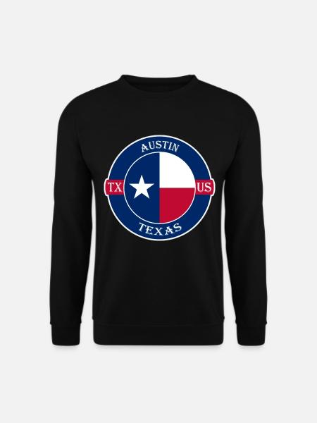 Austin Texas Flagge USA Reise Souvenir Abzeichen - Unisex Pullover - Schwarz