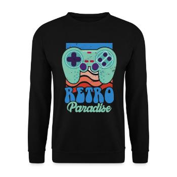 Retro Paradise Arcade Spiele Video Spiel Spiel Ner - Unisex Pullover - Schwarz - Vorne - Alina (178cm) & Michal (187cm)