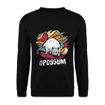 Aufgewecktes Opossum Beuteltier - Unisex Pullover - Schwarz - Vorne - Alina (178cm) & Michal (187cm)