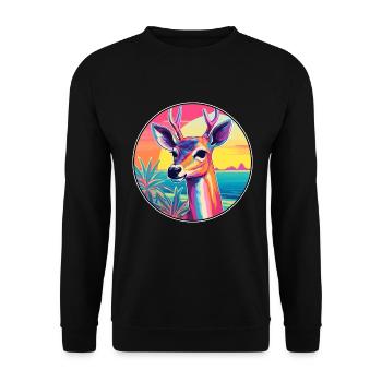 Impala Buntes Aquarell Cartoon Kawaii Tier - Unisex Pullover - Schwarz - Vorne - Alina (178cm) & Michal (187cm)