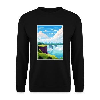 Niagara Falls Kanada Vintage Reiseposter WPA Kunst - Unisex Pullover - Schwarz - Vorne - Alina (178cm) & Michal (187cm)