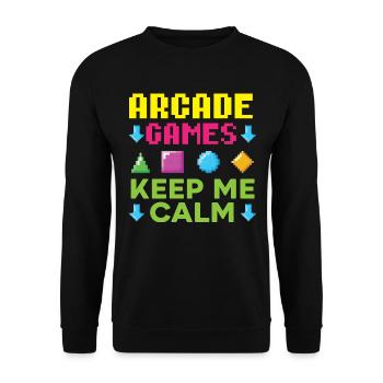 Aracde Games Keep Me Calm Videospiel Gaming Gamer - Unisex Pullover - Schwarz - Vorne - Alina (178cm) & Michal (187cm)