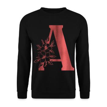 A Monogramm Buchstabe - Unisex Pullover - Schwarz - Vorne - Alina (178cm) & Michal (187cm)