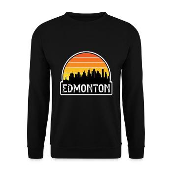 Edmonton Kanada Flagge Skyline Reisesouvenir - Unisex Pullover - Schwarz - Vorne - Alina (178cm) & Michal (187cm)