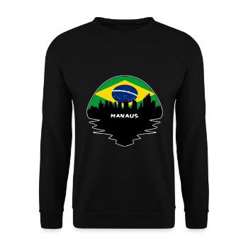 Manaus Brasilien Flagge Skyline Silhouette Reisen - Unisex Pullover - Schwarz - Vorne - Alina (178cm) & Michal (187cm)