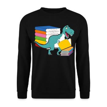 Dinosaurier Bücher Zukunft Paläontologe Dinosaurie - Unisex Pullover - Schwarz - Vorne - Alina (178cm) & Michal (187cm)