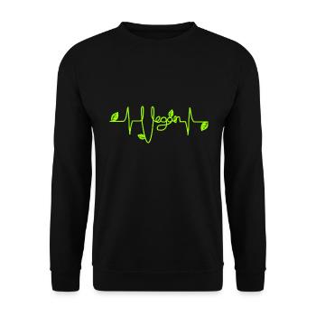 Vegan Herzschlag - Unisex Pullover - Schwarz - Vorne - Alina (178cm) & Michal (187cm)