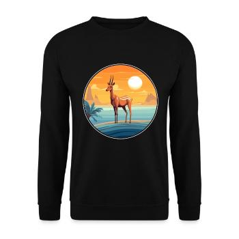 Impala Aquarell Karikatur Kawaii Clipart Tier - Unisex Pullover - Schwarz - Vorne - Alina (178cm) & Michal (187cm)