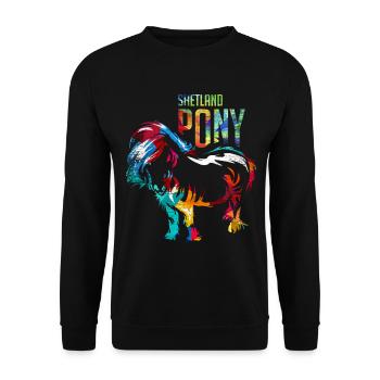 Zotteliges Shetlandpony Reitplatz - Unisex Pullover - Schwarz - Vorne - Alina (178cm) & Michal (187cm)