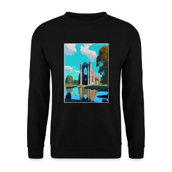 Bolton Abbey England Vintage Reiseposter WPA Kunst - Unisex Pullover - Schwarz - Vorne - Alina (178cm) & Michal (187cm)