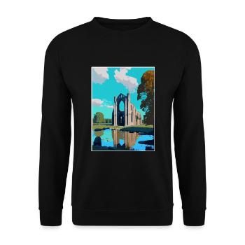 Bolton Abbey England Vintage Reiseposter WPA Kunst - Unisex Pullover - Schwarz - Vorne - Alina (178cm) & Michal (187cm)