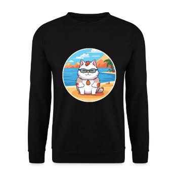 Katze Aquarell Karikatur Kawaii Clipart Tier - Unisex Pullover - Schwarz - Vorne - Alina (178cm) & Michal (187cm)