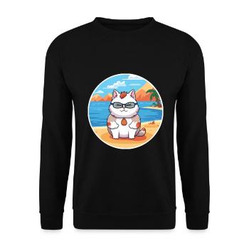 Katze Aquarell Karikatur Kawaii Clipart Tier - Unisex Pullover - Schwarz - Vorne - Alina (178cm) & Michal (187cm)