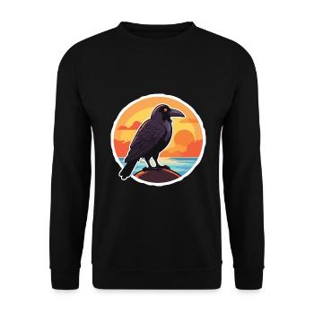 Krähe lustige Karikatur Kawaii Strand Illustration - Unisex Pullover - Schwarz - Vorne - Alina (178cm) & Michal (187cm)